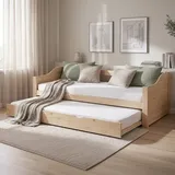 Homestyle4u Ausziehbett 90 x 200 cm Braun