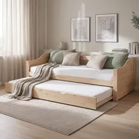Homestyle4u Ausziehbett 90 x 200 cm Kiefer massiv braun