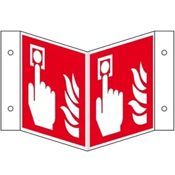 Schild I Brandschutz-Nasenschild Brandmelder, Kunststoff, 200x200mm, ASR A1.3, DIN EN ISO 7010 F005