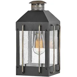 Fitzgerald 1-flammige kleine Wandlaterne - Strukturiertes Schwarz mit brünierter Bronze