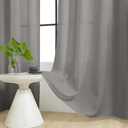 wometo Vorhang Blickdicht mit rostfreien Ösen 140x245 - grau waschbar einfarbig Türvorhang Deko Schal Wohnzimmer Schlafzimmer Kinderzimmer
