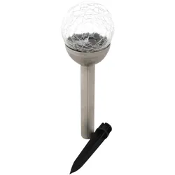 Glaskugel LED Solarlampe Edelstahl Kynast Akku Echt Glas