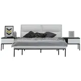 Xlmoebel Schlafzimmer-Set Schlafzimmermöbel Doppelbett Set 3tlg Nachttische Weiß Modern, (3-tlg., Bett + 2x Nachttisch), Hergestellt in Europa weiß
