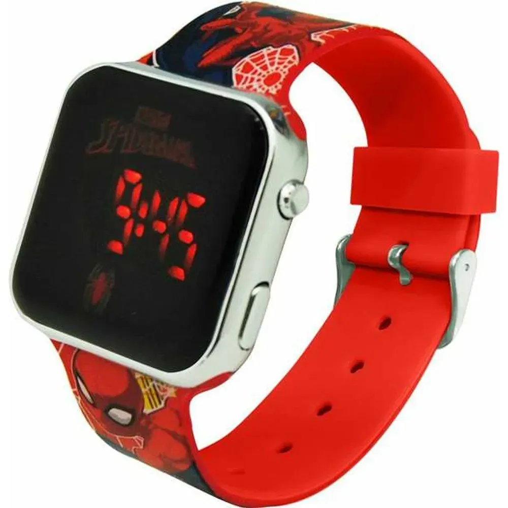 Spider-Man Kinderuhr – Digitale LED-Armbanduhr, Rot, Ø 3,5 cm