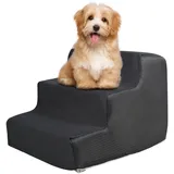 BAODBF Haustiertreppe Kleine Hunde,3 Stufen 30cm Hoch Treppe für Hunde,Katzentreppe für Alte Katzen,Waschbar rutschfest,Hundetreppe für Kleine aus Schwamm,Hunderampe Bett für Sofa,Dunkelgrau