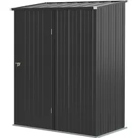 Outsunny Gerätehaus 1,34 m2  Abschließbarer Gartenschrank mit Pultdach aus verzinktem Stahl, 161,5x94,5x196cm, Schwarz  Aosom