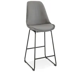 KADIMA DESIGN Hochstuhl und Küchenhocker aus Metall und Textilien | Snackhocker mit weichem Samtsitz | Barstuhl mit schwarzem Metallgestell für Stabilität | Kadima