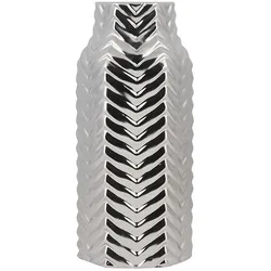 Dekovase XANTHOS Steinzeug 32 cm Silber