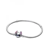 Pandora Disney Stitch Schlangen-Gliederarmband aus Sterling-Silber, aus der Disney Kollektion, Länge: 19 cm,