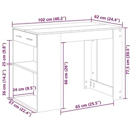 vidaXL Schreibtisch mit Schubladen und Ablage Braun Eichen-Optik - Braun