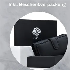 Frentree Frentree® Damen Geldbörse aus echtem Nappaleder, großes Leder Portemonnaie mit RFID-Schutz, weiches Echtleder Portmonee, viele Fächer, Navy