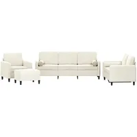 VidaXL 4-tlg. Sofagarnitur mit Kissen Creme Samt