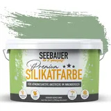 SEEBAUER diy Silikatfarbe Dunkelgrün 2,5L für Innen (No. 742 Sweet Kiwi) Atmungsaktive Mineralfarbe für Allergiker - Abwaschbare Wandfarbe - Grüntöne hohe Deckkraft