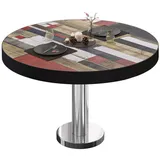 GGM Möbel BML | Bistro Loungetisch | Ø:H 80 x 41 cm | Vintage Bunt / Edelstahl