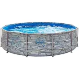 Metal Frame Pool 366 x 91 cm Stone Design Swimmingpool 3,66 x 0,91 m