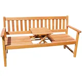SAM 3-Sitzer Gartenbank Lorenzo, Sitzbank mit integriertem & einklappbarem Tisch, Akazienholz massiv & geölt, Holzbank für Balkon, Terrasse oder Garten, 157x60 cm