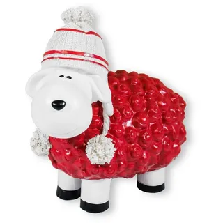 colourliving Schaf Figur Buntes Deko Schaf mit Mütze Gartenfigur Schaf Dekofigur Schaf lustige Schafe (Rot)