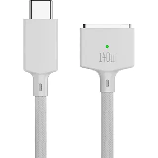 BEYEE 140W USB-C auf magnetisches 3-Kabel, kompatibel mit MacBook Air (M2, 2022) und MacBook Pro 14" 16"(M2, 2023), MacBook Pro 14" 16"(M1, 2021), Safe 3 Ladekabel für MacBook 6.6ft (Weiß)