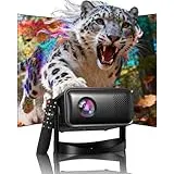 Smart Beamer 4K Heimkino 1080P FHD, UCOCARE Tragbarer Mini Projektor 2.4G/5GHz WiFi und Bluetooth, Electric Fokus, Auto Vertikale, 50% Zoom, 180° Drehung Beamer für Handy/PC/USB/TV-Stick/Spiel