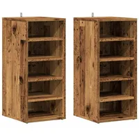 VidaXL Schuhschränke 2 Stk. Altholz-Optik 32x35x70 cm Holzwerkstoff