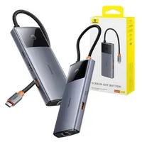 Baseus Gleam Series II USB-A/USB-C/USB-C PD/HDMI/RJ45 – schwarz