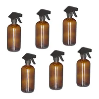 Relaxdays Sprühflasche Glas, 6er Set Braun,Schwarz
