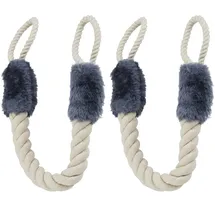 Relaxdays Türkordel Klemmschutz, 2er Set, Türstopper Klinke, Baby Türsicherung, weich, Baumwolle, 57 cm, beige/blaugrau