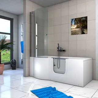 AcquaVapore Seniorendusche und Badewanne mit Tür S12D-R-EC Dusche 85x170cm mit 2K Scheiben Versiegelung