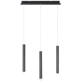 just light. LED Pendelleuchte Hängelampe Deckenleuchte Wohnzimmerlampe Esszimmerleuchte, Metall Alu schwarz, 18 W 1000lm warmweiß 3000k, H 120 cm