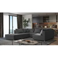 Fun Möbel Wohnlandschaft Sofa ANDRO Schlaffunktion und Hocker Stoff