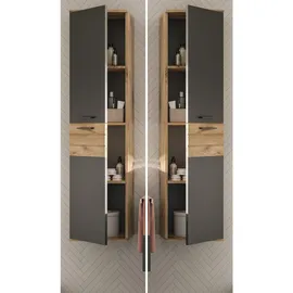 inn.furn Hochschrank Eiche grau 37 x 152 cm, Hängend mit Soft-Close Tomaso