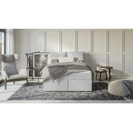 s-style möbel Boxbett mit Topper H3 Uma - silber - Maße cm B: 140 H: 103