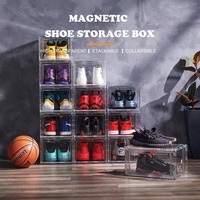 3x Plastikbox für Schuhe Schuhbox transparent magnetisch Schuhregal gestapelt