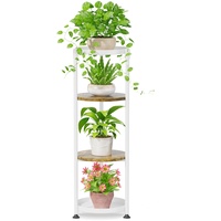 iDavosic.ly Blumenständer Metall mit 4 Ebenen, Pflanzenständer Pflanzenregal Blumenregal Indoor Outdoor, Groß Holz Blumentreppen Innen Plant Stand für Garten Balkon Wohnzimmer, Weiss