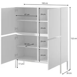 Selsey Highboard 100 x 122 cm Ziegelrot / Schwarz