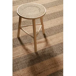 Teppich GREEN LOOOP "Virgil", braun (cognac braun,cognac braun), B:130cm H:4mm L:190cm, Jute, Teppiche, Jute handgewebt, Natur, Wohnzimmer, Schlafzimmer, modern, gestreift