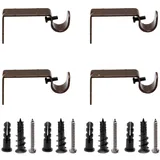 MroMax Gardinenstangen-Halterung, Eisen, Einzelhalter, für Gardinenstangen, 13–16 mm, 73 x 38 x 16 mm, Braun, 4 Stück