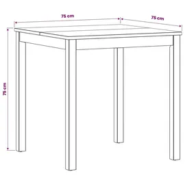 vidaXL Esstisch 75 x 75 x 75,5 cm Eiche Natur braun