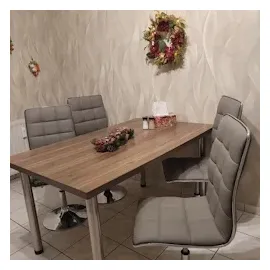 Mendler 2er-Set Esszimmerstuhl HWC-C41, Stuhl Küchenstuhl, höhenverstellbar drehbar, Kunstleder FSC®-zertifiziert ~ creme