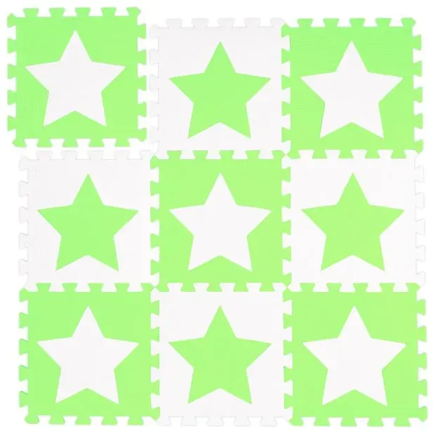 Relaxdays 27 x Puzzlematte Sterne weiß-grün Weiß,Grün