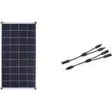 enjoy solar Poly 140W 12V Polykristallines Solarpanel Solarmodul Photovoltaikmodul & 1 paar Solarstecker Y Verteiler 2-Fach mit Kabelverlängerung für Parallelschaltung Solarmodul