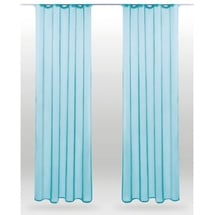 BestLivings 2er Pack Gardine Transparent Noella Universalband, Größe: 140 x 145cm (türkis - Blau