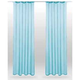 BestLivings 2er Pack Gardine Transparent Noella Universalband, Größe: 140 x 145cm (türkis - Blau