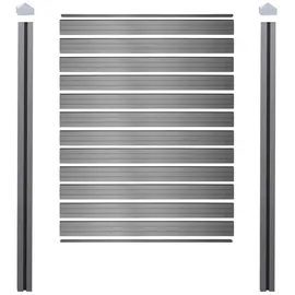 Mendler Windschutz 195 cm grau Aluminium 2 St.