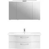 Saphir Badmöbel-Set »6005 Sprint Keramik-Waschtisch mit LED-Spiegelschrank, 122 cm breit«, (2 St.), Waschplatz inkl. Türdämpfer, 3 Türen, 2 Schubladen, Waschtisch Set, weiß