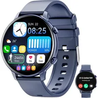 Hwagol Herren"s Damen"s Intelligente;Health & Activity Uhr mit Schlaftracking Smartwatch (3,5 cm/1,39 Zoll, Android/iOS), GPS Telefonfunktion, Herzfrequenzmessung & IP68 Wasserschutz blau