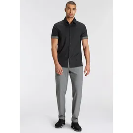 Bruno Banani Kurzarmhemd "mit kurzen Ärmel", Herren, Gr. 45/46, D-Gr, schwarz, Popeline, Obermaterial: 97% Baumwolle, 3% Elasthan, Basic, tailliert, Aufschlag, Hemden