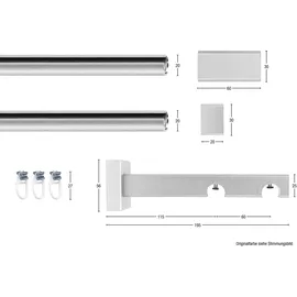 GARESA Gardinenschiene GARESA "Cubus, Quader Innenlauf", beige (natur, chromfarben), L:240cm, Gardinenstangen, Gardinenschiene, Innenlauf-Vorhanggarnitur, verlängerbar, Holz-Aluminium