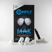COMPLY TrueGrip MAX | Premium Memory Schaumstoff Ersatz-Ohrstöpsel für Apple AirPods Pro (1 & 2 Generation) | SmartSkinTM-Technologie | Weiss, Größe M, 3 Paar