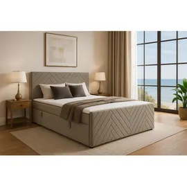ks home concept KSHOMECONCEPT Boxspringbetten mit Bettkasten NOVA 140x200, Bonellfederkern Matratze, Beige, - Beige